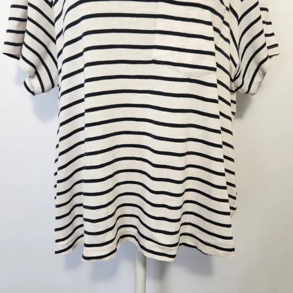 Pact Women's Size XL Black Striped Short Sleeve Organic Cotton Chest Pocket Boxy - Picture 4 of 14